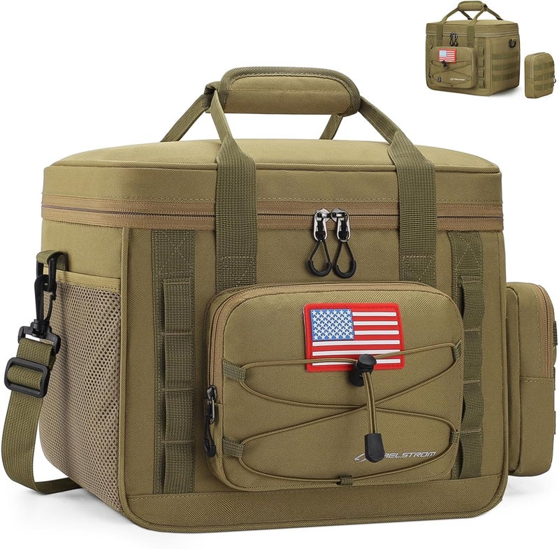 Maelstrom Tactical Lunch Box, Insulated Lunch Bag for Men, Large Durable Leakproof Cooler Bag with Detachable MOLLE Bags, Modern Lunch Tote for Adult Women Work,Picnic,20 Cans/15 L, Khaki - Image 1
